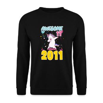 11ème Anniversaire Licorne 11 Ans 2011 Cadeau - Sweat-shirt Unisexe - noir - Devant - Alina (178cm) & Michal (187cm)