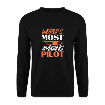 Pilot Flugzeug Fliegen Flieger Geschenk - Unisex Pullover - Schwarz - Vorne - Alina (178cm) & Michal (187cm)