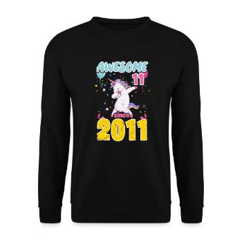 11th Birthday Unicorn - Unisex Sweatshirt - black - Front - Alina (178cm) & Michal (187cm)