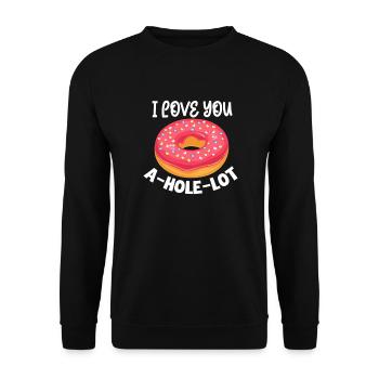 Donut Liebe Süssigkeiten Valentinstag Geschenk - Unisex Pullover - Schwarz - Vorne - Alina (178cm) & Michal (187cm)