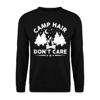 Camp Hair Don't Care Outdoor Travel Nature Lover - Unisex Sweatshirt - black - Front - Alina (178cm) & Michal (187cm)