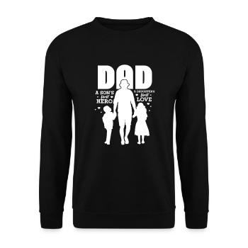 Vater Tochter Papa Sohn Kind Vatertag Geschenk - Unisex Pullover - Schwarz - Vorne - Alina (178cm) & Michal (187cm)