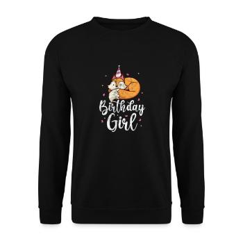 Fox Girl Birthday - Unisex Sweatshirt - black - Front - Alina (178cm) & Michal (187cm)