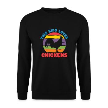 Huhn Bauernhof Geflügel Hahn Hühner Geschenk - Unisex Pullover - Schwarz - Vorne - Alina (178cm) & Michal (187cm)
