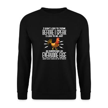 Huhn Bauernhof Geflügel Hahn Hühner Geschenk - Unisex Pullover - Schwarz - Vorne - Alina (178cm) & Michal (187cm)