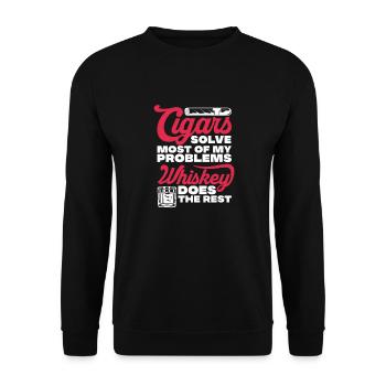Cigar Whiskey Smoking Smoking Cigar Gift - Unisex Sweatshirt - black - Front - Alina (178cm) & Michal (187cm)