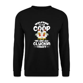 Huhn Bauernhof Geflügel Hahn Hühner Geschenk - Unisex Pullover - Schwarz - Vorne - Alina (178cm) & Michal (187cm)
