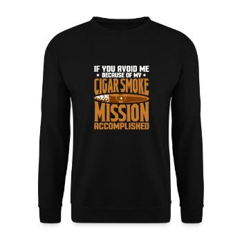 Cigar Smoking Smoker Tobacco Cigar Gift - Unisex Sweatshirt - black - Front - Alina (178cm) & Michal (187cm)