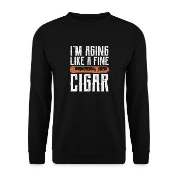 Cigar Smoking Smoker Tobacco Cigar Gift - Unisex Sweatshirt - black - Front - Alina (178cm) & Michal (187cm)