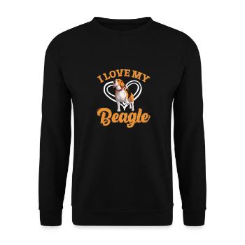 Beagle Hund Hunde Hundeliebhaber Haustier Geschenk - Unisex Pullover - Schwarz - Vorne - Alina (178cm) & Michal (187cm)