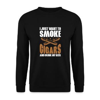 Cigar Smoking Smoker Tobacco Cigar Gift - Unisex Sweatshirt - black - Front - Alina (178cm) & Michal (187cm)