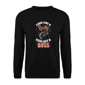 Angler - Unisex Sweatshirt - black - Front - Alina (178cm) & Michal (187cm)
