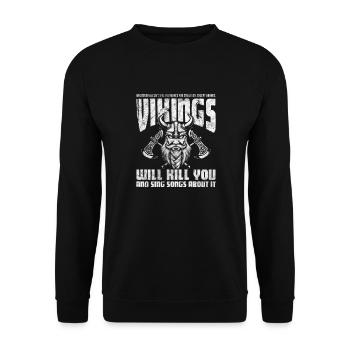 Wikinger - Unisex Pullover - Schwarz - Vorne - Alina (178cm) & Michal (187cm)