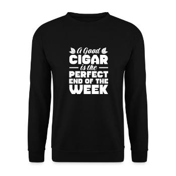 Cigar Smoking Smoker Tobacco Cigar Gift - Unisex Sweatshirt - black - Front - Alina (178cm) & Michal (187cm)
