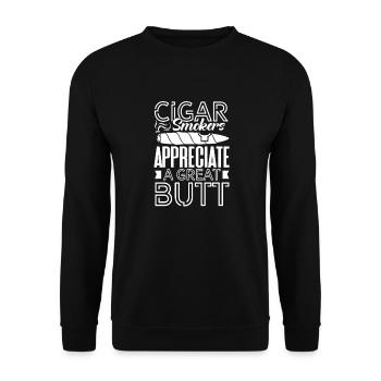 Cigar Smoking Smoker Tobacco Cigar Gift - Unisex Sweatshirt - black - Front - Alina (178cm) & Michal (187cm)