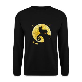 Welsh Corgi Halloween Hund Hunde Geschenk - Unisex Pullover - Schwarz - Vorne - Alina (178cm) & Michal (187cm)
