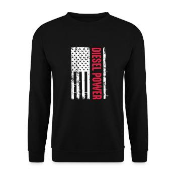 Diesel Amerika USA Auto Tuning Benzin Geschenk - Unisex Pullover - Schwarz - Vorne - Alina (178cm) & Michal (187cm)