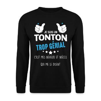 Tonton Neveux Et Nièces Cadeau Oncle - Sweat-shirt Unisexe - noir - Devant - Alina (178cm) & Michal (187cm)