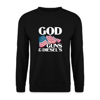Diesel Amerika USA Auto Tuning Benzin Geschenk - Unisex Pullover - Schwarz - Vorne - Alina (178cm) & Michal (187cm)