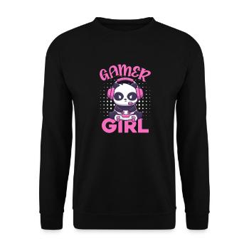 Panda Gamer Girl Panda Bear Animal Pandas Gift - Unisex Sweatshirt - black - Front - Alina (178cm) & Michal (187cm)