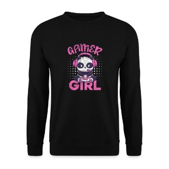 Panda Gamer Girl - Unisex Sweatshirt - black - Front - Alina (178cm) & Michal (187cm)