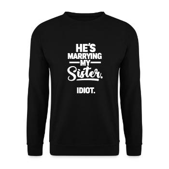 Grosser Bruder Geschwister Schwester Geschenk - Unisex Pullover - Schwarz - Vorne - Alina (178cm) & Michal (187cm)