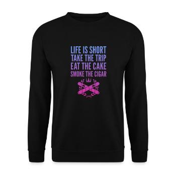 Cigar Smoking Smoker Tobacco Cigar Gift - Unisex Sweatshirt - black - Front - Alina (178cm) & Michal (187cm)