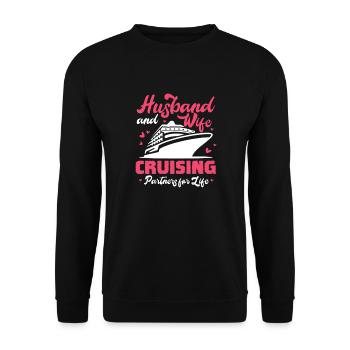 Kreuzfahrt Hochzeit - Unisex Pullover - Schwarz - Vorne - Alina (178cm) & Michal (187cm)