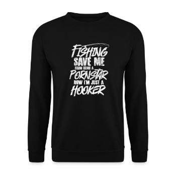 Angler - Unisex Pullover - Schwarz - Vorne - Alina (178cm) & Michal (187cm)