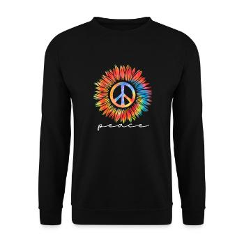 Hippie Peace Flower Power Amour Paix Cadeau - Sweat-shirt Unisexe - noir - Devant - Alina (178cm) & Michal (187cm)