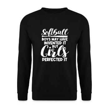 Softball Spieler Baseball Sport Pitcher Geschenk - Unisex Pullover - Schwarz - Vorne - Alina (178cm) & Michal (187cm)
