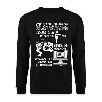 Pétanque Humour Idée Cadeau Papa Bouliste - Sweat-shirt Unisexe - noir - Devant - Alina (178cm) & Michal (187cm)