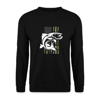 Pêcheur USA Fishing America Fishermen Fishing Gift - Sweat-shirt Unisexe - noir - Devant - Alina (178cm) & Michal (187cm)