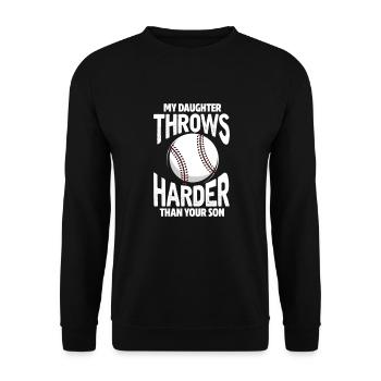 Softball Tochter Baseball Vater Mutter Geschenk - Unisex Pullover - Schwarz - Vorne - Alina (178cm) & Michal (187cm)