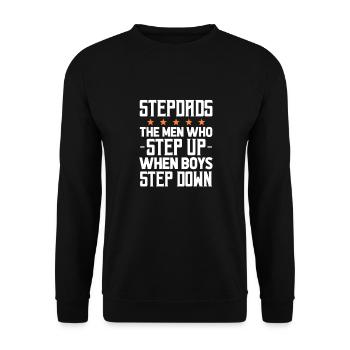 Stiefvater Vater Stiefpapa Papa Vatertag Geschenk - Unisex Pullover - Schwarz - Vorne - Alina (178cm) & Michal (187cm)