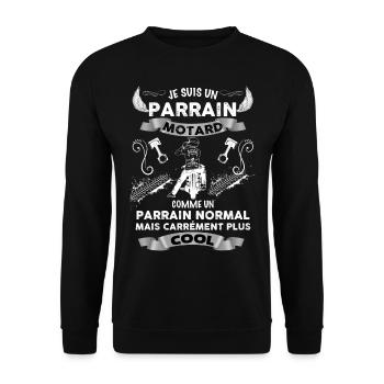 Parrain Motard Cool Cadeau Des Filleuls - Sweat-shirt Unisexe - noir - Devant - Alina (178cm) & Michal (187cm)
