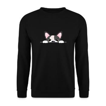 Boston Terrier Hund Hunde Hundeliebhaber Geschenk - Unisex Pullover - Schwarz - Vorne - Alina (178cm) & Michal (187cm)