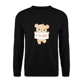 Teddybär Bär Teddy Stofftier Kinder Geschenk - Unisex Pullover - Schwarz - Vorne - Alina (178cm) & Michal (187cm)