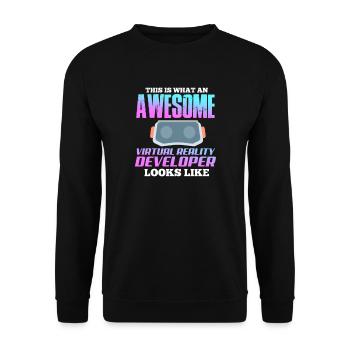 VR Virtual Reality - Unisex Pullover - Schwarz - Vorne - Alina (178cm) & Michal (187cm)