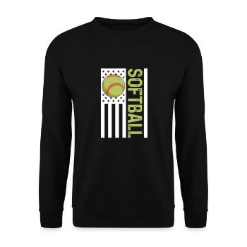 Softball USA Baseball Amerika Pitcher Geschenk - Unisex Pullover - Schwarz - Vorne - Alina (178cm) & Michal (187cm)