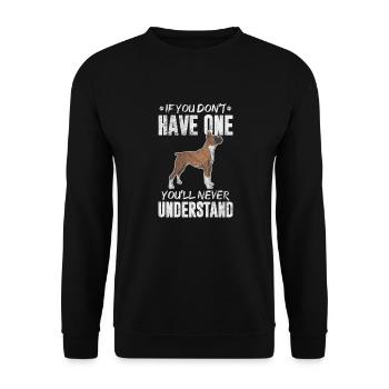 Boxer Hund - Unisex Pullover - Schwarz - Vorne - Alina (178cm) & Michal (187cm)