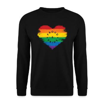 LGBT färbt Herz und Worte stolz und stolz - Unisex Pullover - Schwarz - Vorne - Alina (178cm) & Michal (187cm)