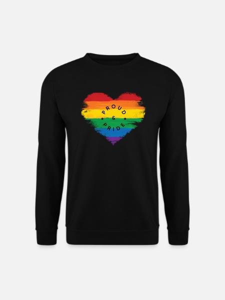 LGBT colors heart and words proud and pride - Unisex Sweatshirt - black