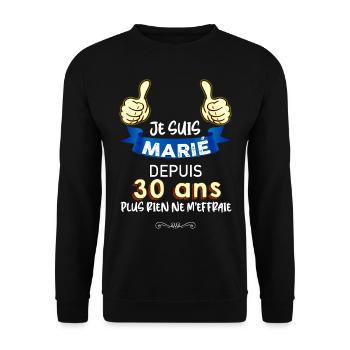 Anniversaire Mariage 30 ans - Sweat-shirt Unisexe - noir - Devant - Alina (178cm) & Michal (187cm)