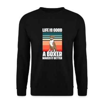 Boxer Chien Chien Allemand Boxer Cadeau - Sweat-shirt Unisexe - noir - Devant - Alina (178cm) & Michal (187cm)