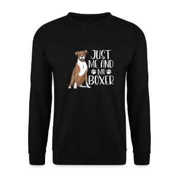 Boxer Chien Chien Allemand Boxer Cadeau - Sweat-shirt Unisexe - noir - Devant - Alina (178cm) & Michal (187cm)