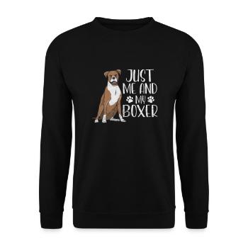 Boxer Hund - Unisex Pullover - Schwarz - Vorne - Alina (178cm) & Michal (187cm)