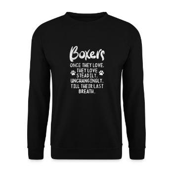 Boxer Hund - Unisex Pullover - Schwarz - Vorne - Alina (178cm) & Michal (187cm)