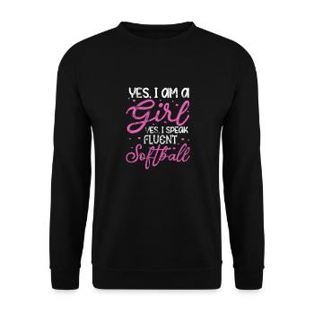 Fille de softball - Sweat-shirt Unisexe - noir - Devant - Alina (178cm) & Michal (187cm)