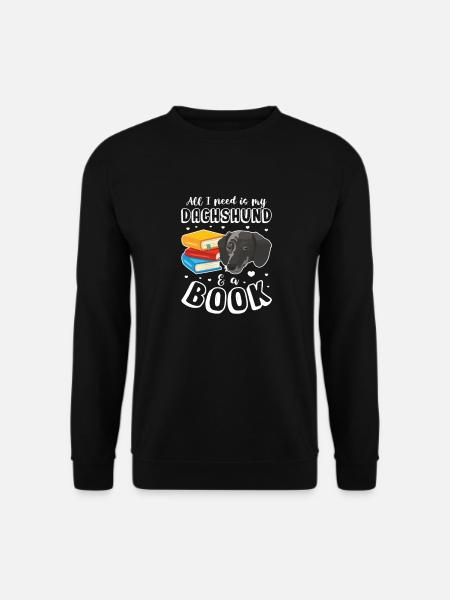 Dackel Lesen Hund Hunde Dachshund Buch Geschenk - Unisex Pullover - Schwarz